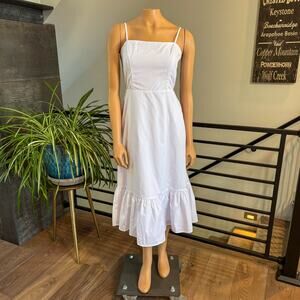 NWT Mi Ami for Francesca's White Tiered Ruffle Open Tie Back Midi Dress - Medium